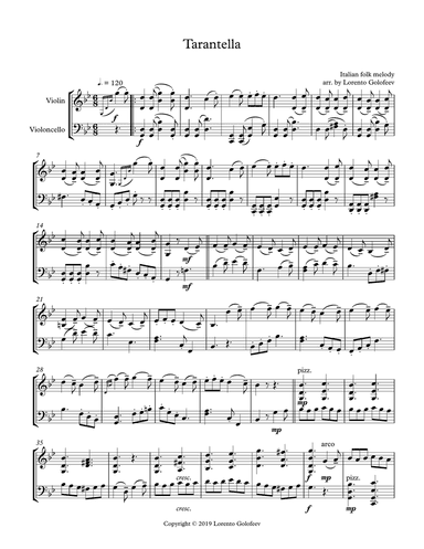 Tarantella for violin and cello duo