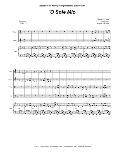 O Sole Mio (String Quartet and Piano)