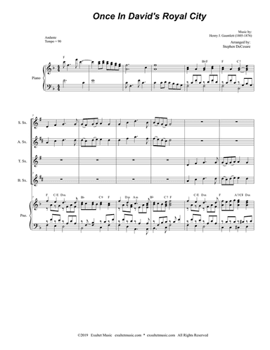 Once In Royal David's City (Saxophone Quartet and Piano)