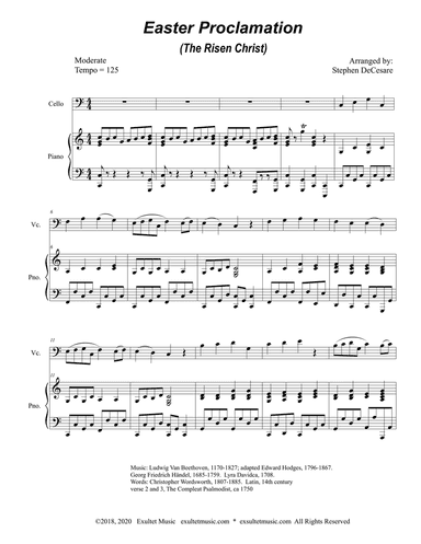 Easter Proclamation (The Risen Christ) (for Cello Solo and Piano)