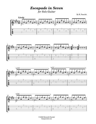 Escapade in Seven - Study for Guitar