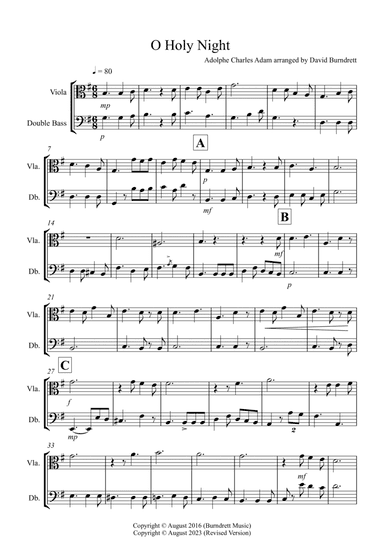 O Holy Night for Viola and Double Bass Duet