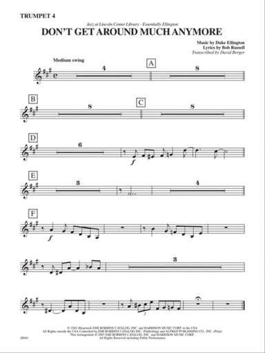 Don't Get Around Much Anymore: 4th B-flat Trumpet