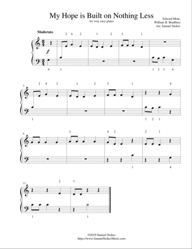 My Hope is Built on Nothing Less (The Solid Rock) - for very easy piano