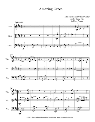 Amazing Grace for String Trio