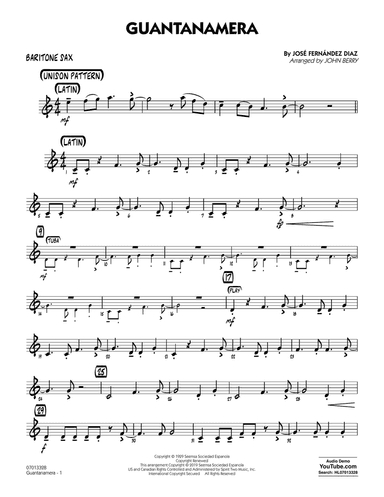 Guantanamera (arr. John Berry) - Baritone Sax