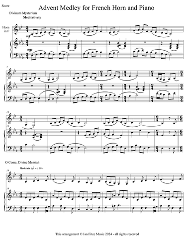 Advent Hymn Medley for French Horn and Piano