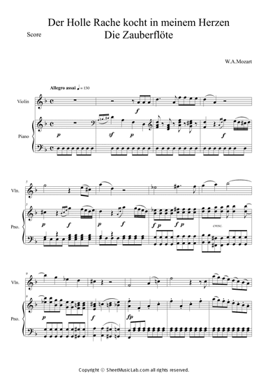 Der Hölle Rache kocht in meinem herzen (Easy Version)