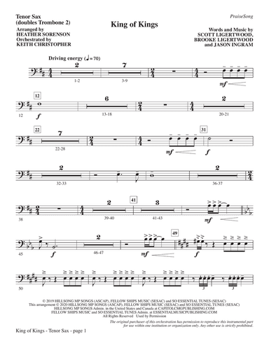 King Of Kings (arr. Heather Sorenson) - Tenor Sax (sub. Tbn 2)