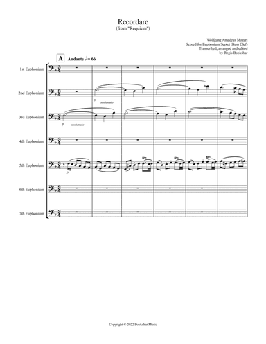 Recordare (from "Requiem") (F) (Euphonium Septet - Bass Clef)