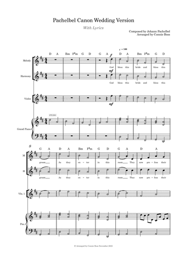 Pachelbel Canon Wedding Version duet violin and piano
