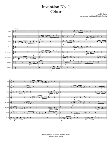 Bach Invention No. 1 for Woodwind octet