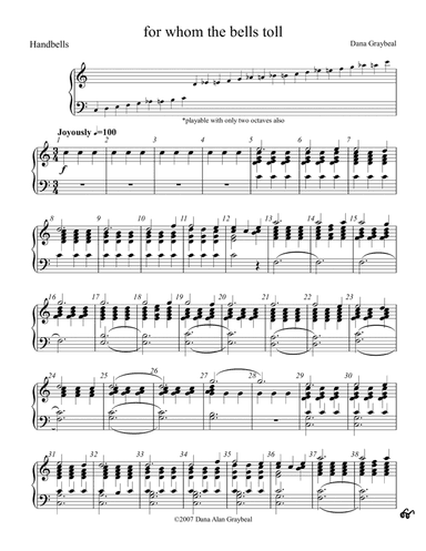 for whom the bells toll - Score Only