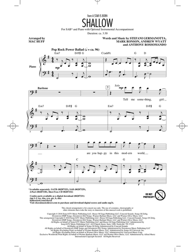 Shallow (from A Star Is Born) (arr. Mac Huff)