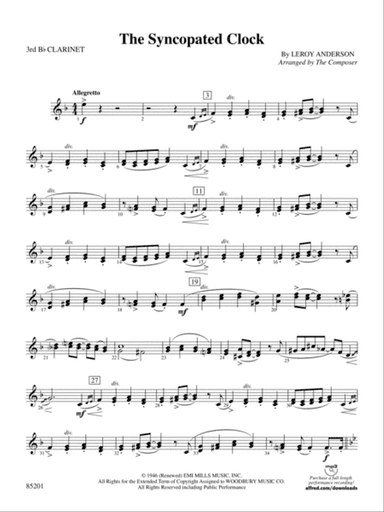 The Syncopated Clock: 3rd B-flat Clarinet