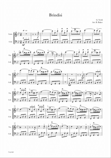 Brindisi for violin and cello duo