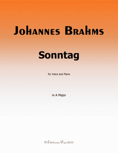 Sonntag, by Brahms, in A Major
