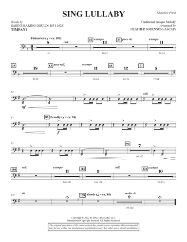 Sing Lullaby (arr. Heather Sorenson) - Timpani