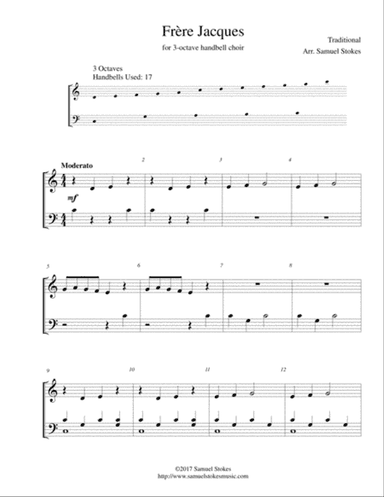 Frère Jacques (Are You Sleeping?) - for 3-octave handbell choir