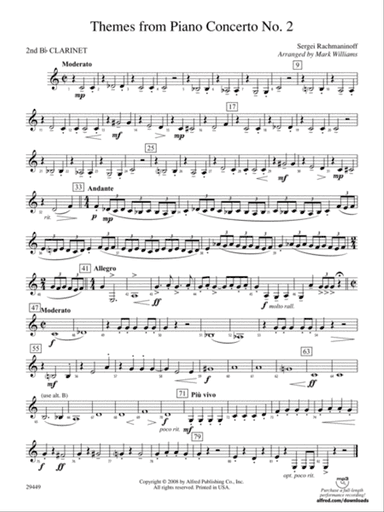 Themes from Piano Concerto No. 2: 2nd B-flat Clarinet