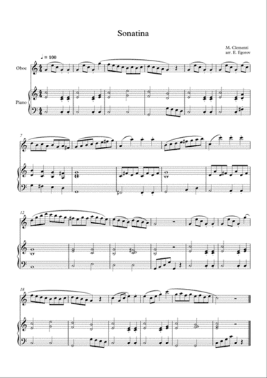 Sonatina (In C Major), Muzio Clementi, For Oboe & Piano
