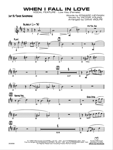 When I Fall in Love: B-flat Tenor Saxophone