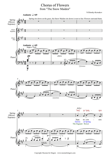 "Snowmaiden": Chorus of Flowers Act 4 DICTION SCORE w IPA & translation