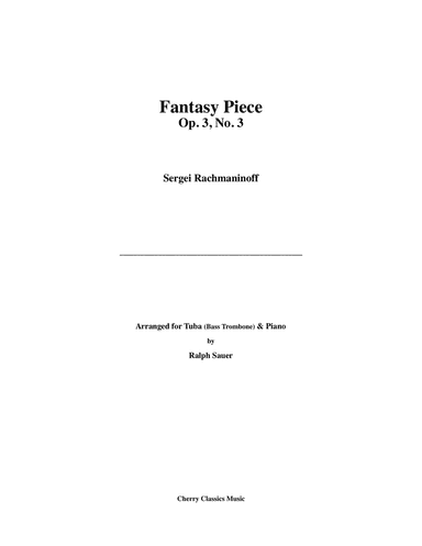 Fantasy Piece Op. 3, No. 3 for solo Tuba or Bass Trombone and Piano