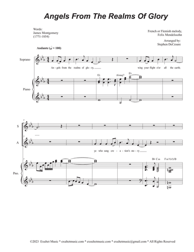 Angels From The Realms Of Glory (Duet for Soprano and Alto solo)