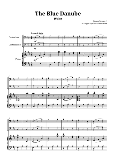 The Blue Danube - Double Bass Duet with Piano