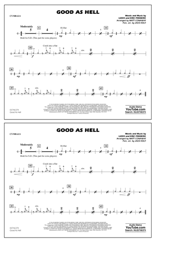 Good As Hell (arr. Matt Conaway and Jack Holt) - Cymbals