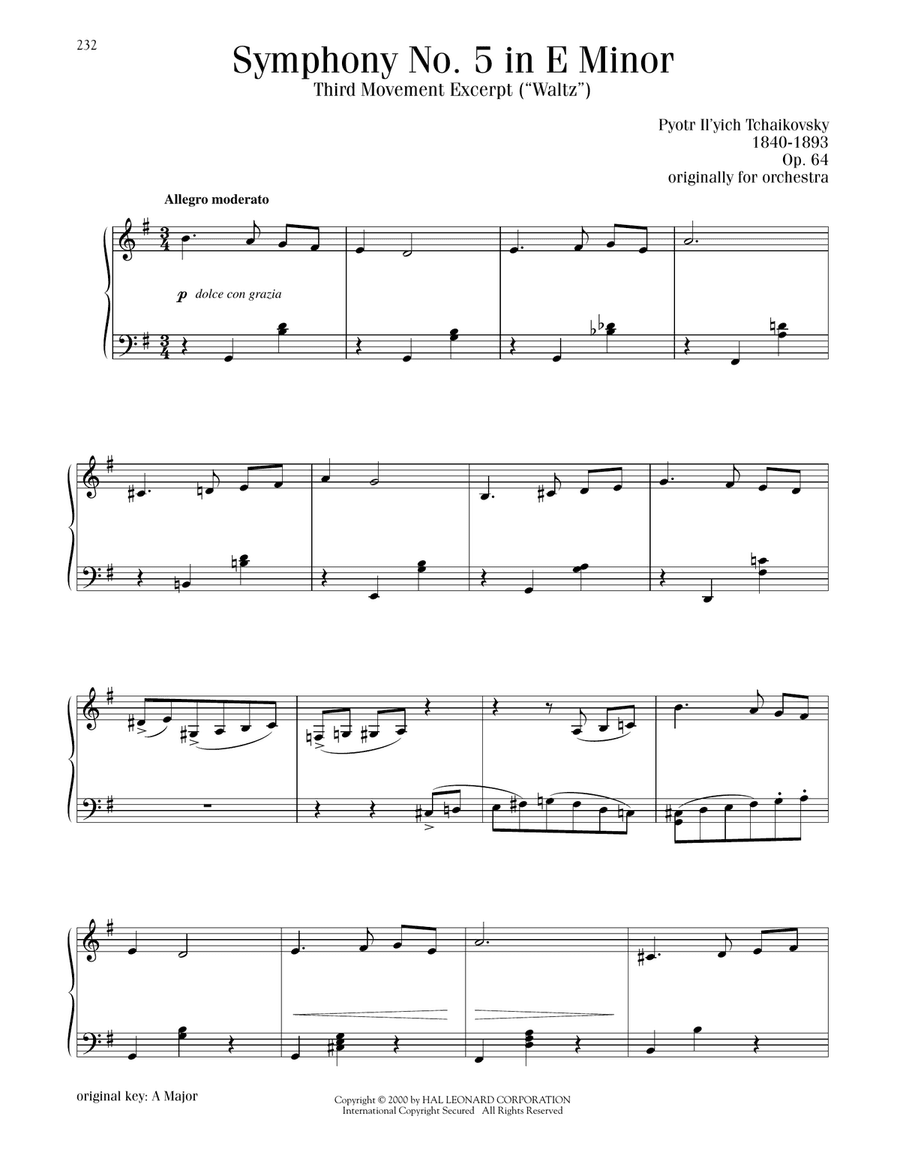 Symphony No. 5 In E Minor, Op. 64, Third Movement ("Waltz") Excerpt