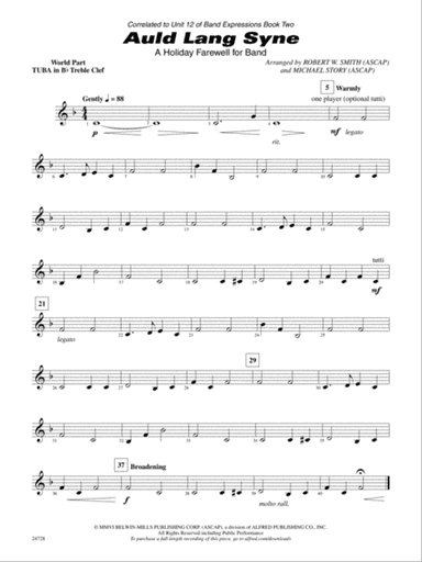Auld Lang Syne (A Holiday Farewell for Band): (wp) B-flat Tuba T.C.