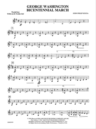 George Washington Bicentennial March: WP E-flat Tuba T.C.