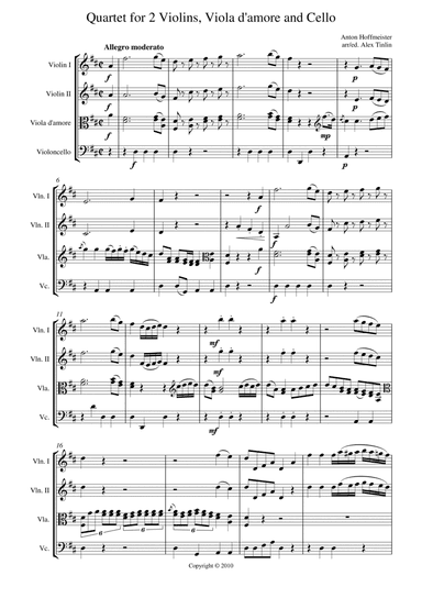 Quartet in D Major for 2 Violins. Viola d'amore and Cello