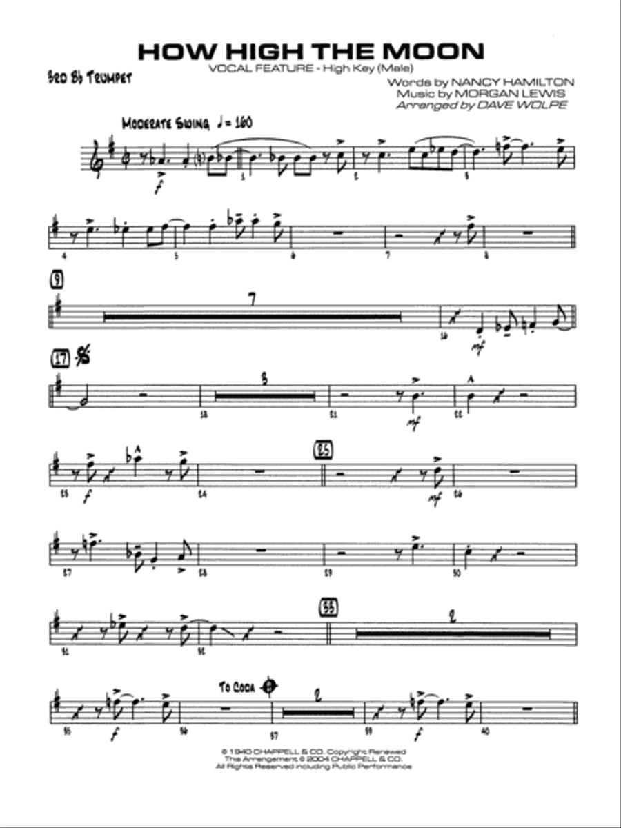 How High the Moon: 3rd B-flat Trumpet