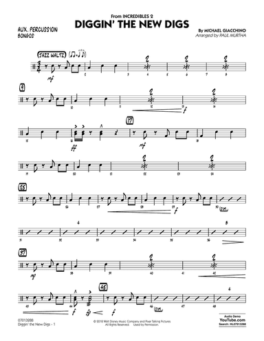 Diggin' the New Digs (from Incredibles 2) (arr. Paul Murtha) - Aux Percussion