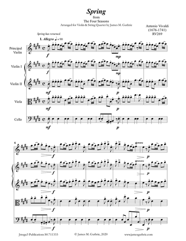 Vivaldi: The Four Seasons Complete for Violin & String Quartet