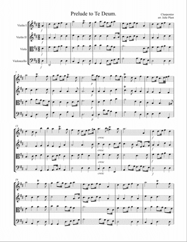 Charpentier: Prelude To Te Deum for String Quartet - Score and Parts