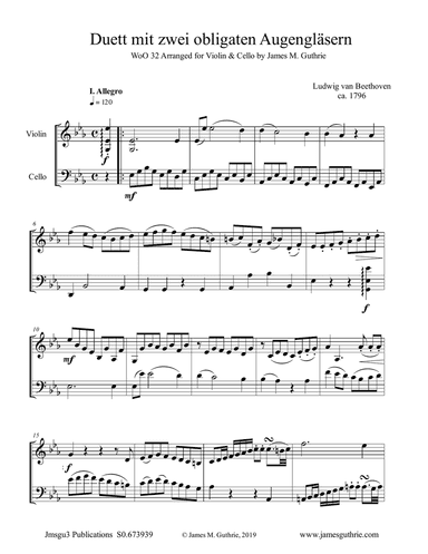 Beethoven: Duet WoO32 for Violin & Cello