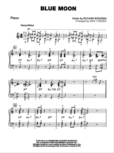 Blue Moon: Piano Accompaniment