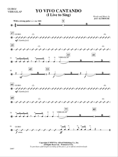 Yo Vivo Cantando (I Live to Sing): 2nd Percussion
