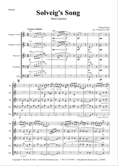 Solveig's Song - from Peer Gynt Suite - Brass Quintet