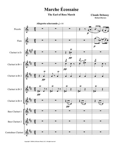 Marche Écossaise by Claude Debussy for Clarinet Octet + Flute & Piccolo