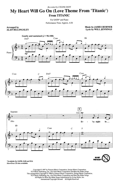 My Heart Will Go On (Love Theme From 'Titanic') (arr. Alan Billingsley)