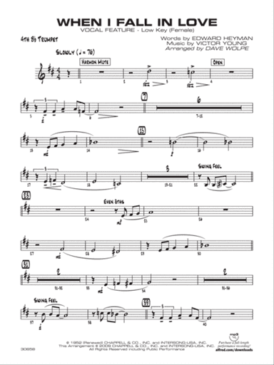 When I Fall in Love: 4th B-flat Trumpet