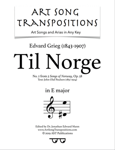 GRIEG: Til Norge, Op. 58 no. 2 (transposed to E major)