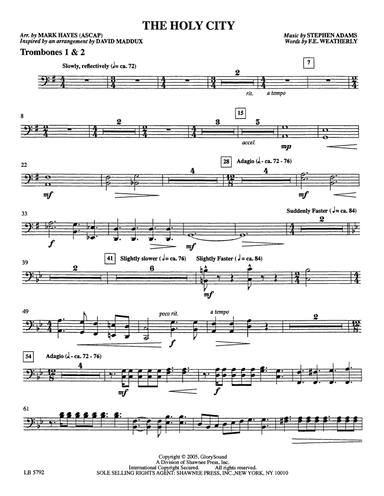 The Holy City (arr. Mark Hayes) - Trombone 1 & 2