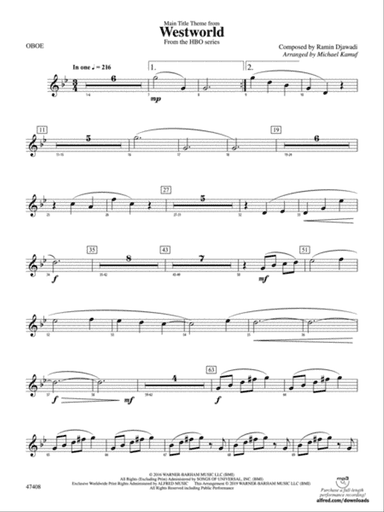 Main Title Theme from Westworld: Oboe