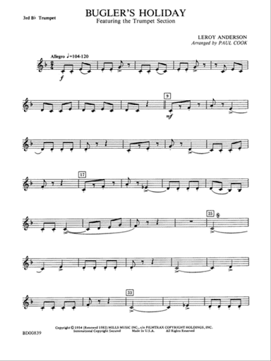 Bugler's Holiday (featuring the Trumpet Section): 3rd B-flat Trumpet